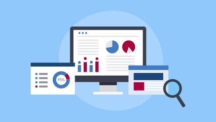 Wall Mural - web analytics dashboard with chart and graph. business report and financial data, website seo digita