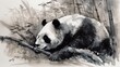  a painting of a panda bear resting on a tree branch.  generative ai