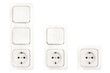 Set Of Isolated European Electric Sockets And Light Switches
