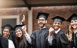 © N Hiraman/peopleimages.com - Students, graduation and excited college group together to celebrate future. Portrait of diversity men and women happy for university achievement, education success and school graduate celebration