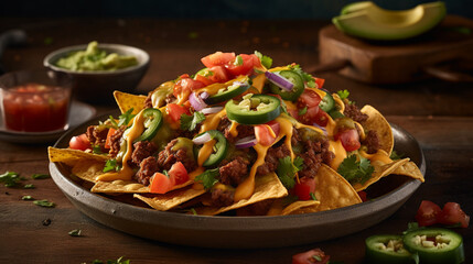 nachos mexican chili carne in a bowl