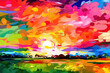 Abstract colorful psychedelic landscape background. Contemporary art. Ai generated
