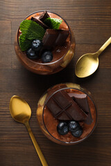 Wall Mural - Concept of delicious and sweet food - chocolate mousse