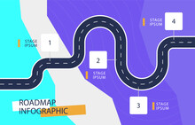 
Roadmap Infographics Template. 
Winding Road With Stages. 
Vector EPS 10
