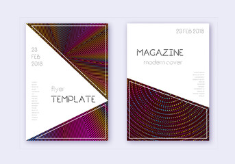 Triangle cover design template set. Rainbow abstra