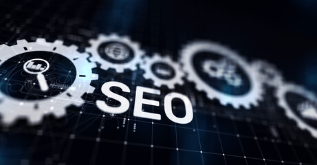Wall Mural - seo - search engine optimisation, digital internet marketing concept on virtual screen.