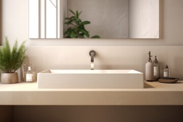 sunlight luxury house wall design sink faucet interior counter bathroom modern. Generative AI.