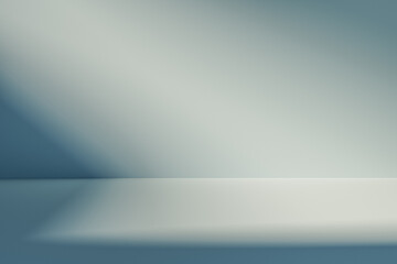Wall Mural - 3d presentation background in white room illuminated by sunlight. 3d rendering of mockup of presenta