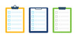 © Maria - Checklist set. Checklist icon set on white background. To-do list. Empty template. Clipboard with paper sheets