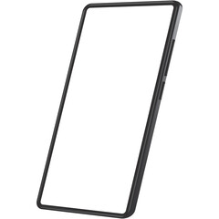 smartphone mockup black frame with white blank screen horizontal angles views.