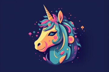 Wall Mural - Fancy colorful unicorn, flat illustration for kids.