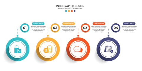 Wall Mural - Steps business data visualization timeline process infographic template design with icons