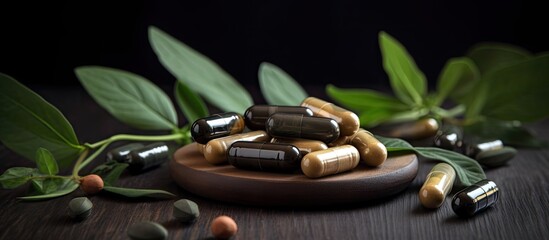 Herbal organic medicine capsules. Generative AI