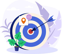 Target Illustration. Aim, Arrow, Plant, Geolocation, Network. Editable Vector Graphic Design.