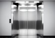 An empty modern elevator or lift with metal doors illustration. Ai generative.