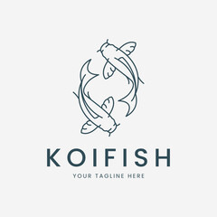 koi fish line art logo vector template illustration design. pisces zodiac astrology horoscope icon