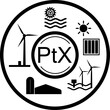 Vektor Icon - Power-to-X (PtX) mit erneuerbaren, grünen Energien zur Sektorenkopplung