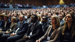 © AS Photo Family - Audience leasting speaker at business conference. Generative AI.