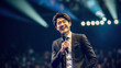 © AS Photo Family - Asian man motivational speaker on stage, talking about success and leadership. Generative AI.