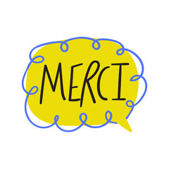 Wall Mural - Merci. Hand drawn illustration on white background