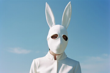 the girl in the rabbit mask, created by a neural network, Generative AI technology