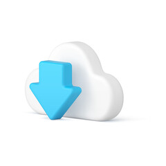 Wall Mural - digital data download cloud computing storage connect cyber service 3d icon realistic vector