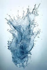 Poster - A digital composition of water splashes frozen in mid-air, conveying the energy and vibrancy of water in motion.  Generative AI technology.