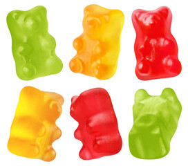 Canvas Print - Multicolor collection of jelly gummy bears, cut out