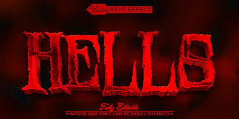 Wall Mural - Red Horror Devil Hells Vector Editable Text Effect Template