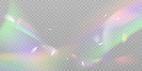 Poster - Realistic diamond reflection, rainbow light optical effect Colorful collection, bright spectrum glow rays. Rainbow effect overlay, prismatic crystal refraction.	
