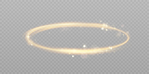 Aufkleber - The effect of abstract golden light circles on a transparent background. Golden frame with place for text.