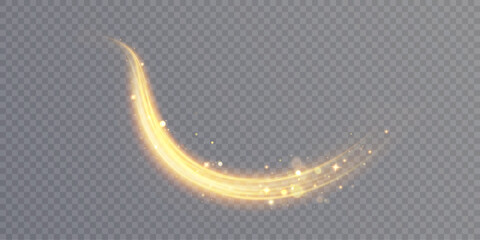 Fototapete - Dynamic gold lines with glow effect. Rotating shiny rings. Abstract sparkling swirl, wave of light.