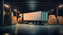 Modern Truck Filled With Boxes In A Shipping Bay, Supply Chain Efficiency. Generative AI