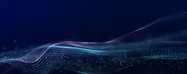 futuristic wave of musical sounds. business analytics. structuring the data flow. 3d rendering.