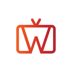 Poster - W letter channel television logo design