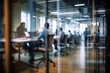 © Kateryna - Blurred office cubicles with employees engaged in work discussions, business, blurred Generative AI