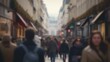 © Tuyres - Blurred Crowded Street of Paris, perfect for background or presentation. City architecture image, blur. Generative AI illustration.