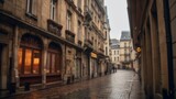 Fototapeta Uliczki - Blurred Empty Street of Paris, perfect for background or presentation. City architecture image, blur. Generative AI illustration.