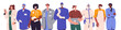 Doctors, nurses, health workers team in row. Medical staff group of different specialty, therapist, paramedic, physician, practitioner. Flat graphic vector illustration isolated on white background