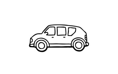 Sticker - CAR TRANSPORTATION Doodle art illustration with black and white style.