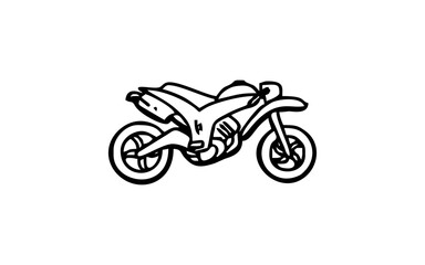 Sticker - MOTOR CYCLE Doodle art illustration with black and white style.