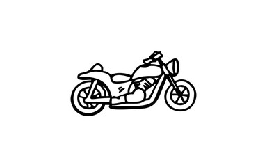 Sticker - MOTOR CYCLE Doodle art illustration with black and white style.