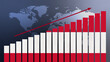 Austria flag on bar chart concept with increasing values, economic recovery and business improving after crisis and other catastrophe as economy and businesses reopen again