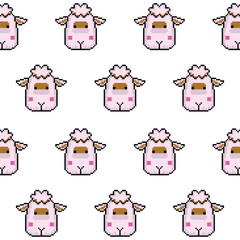 Wall Mural - Pattern animal sheep pixel art design background