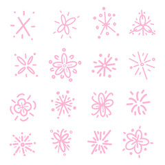 Wall Mural - Set of hand drawn sparkle and starburst. Doodle