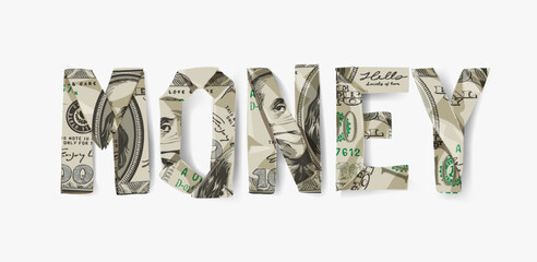 banknote folding in money slogan vector illustration