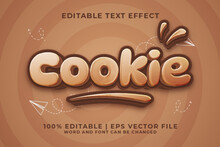 Cookie 3d Editable Text Effect Cartoon Style Premium Vector
