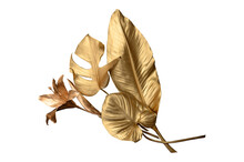Golden Tropical Leaf PNG On Transparent Background Abstract Monstera Leaf Decoration Design, PNG	