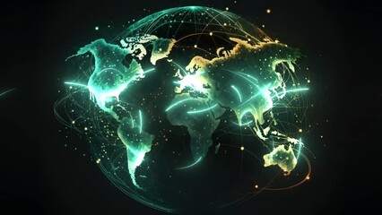 Wall Mural - Global network connection [4K] - World map point and line composition