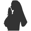 Praying nun. Vector silhouettes of christian religious people, Vector silhouette of praying nun on white background.